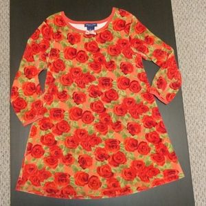 Super soft girls 5 velour dress with roses galore!